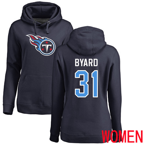 Tennessee Titans Navy Blue Women Kevin Byard Name and Number Logo NFL Football #31 Pullover Hoodie Sweatshirts